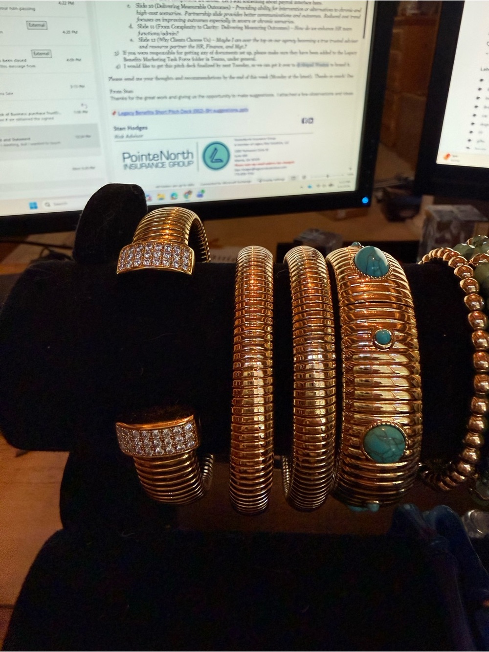 Park Lane Gold Coil Bracelets with Turquoise Accents